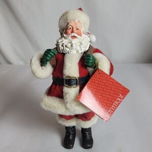 Clothtique Whos Your Santa Figurine Possible Dreams w/ Sack Original Tags 2005